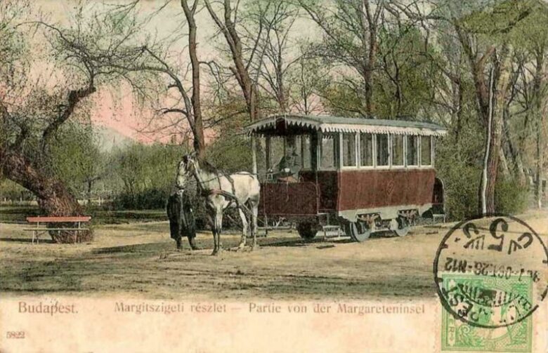ブダペストのマルギット島　昔の馬車鉄道の様子