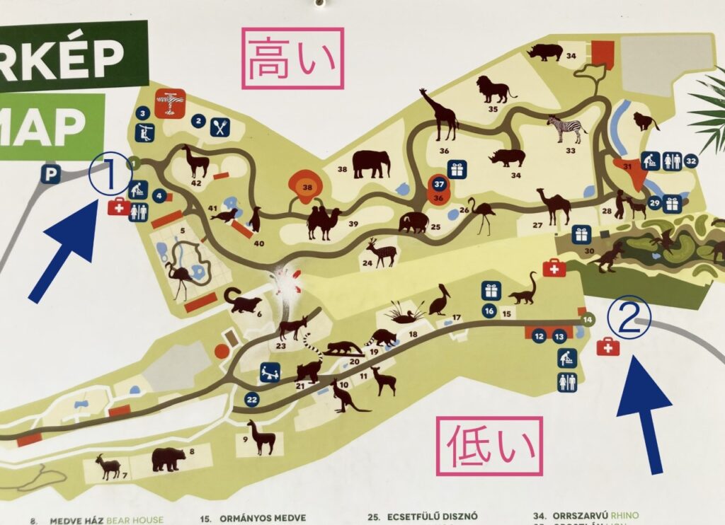 ヴェスプレーム動物園のマップ