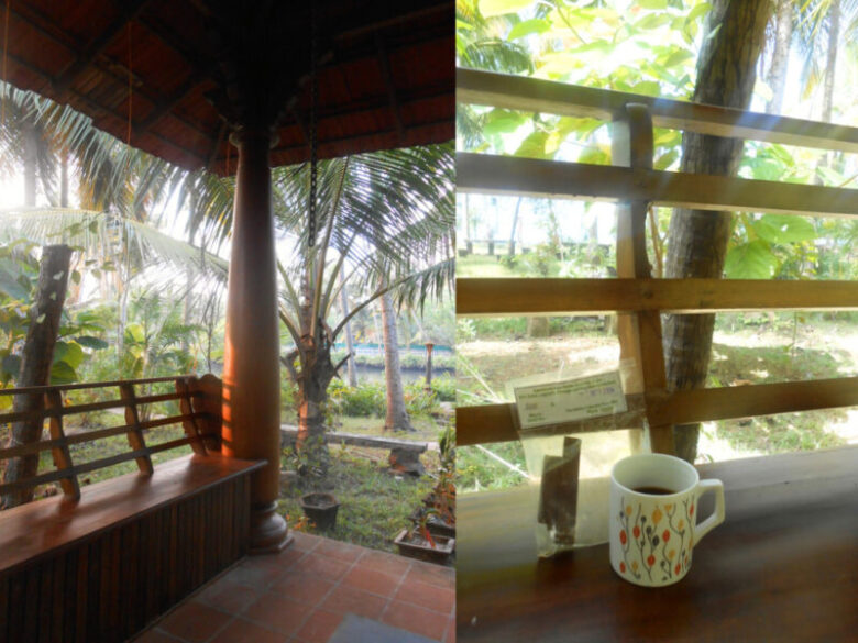 庭の中にある休憩所,、Shravanam Greensで飲むコーヒー