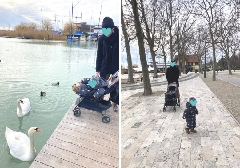 冬のバラトン湖とタゴール遊歩道
