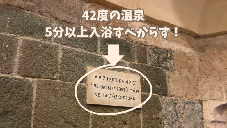 ルダシュ温泉のトルコ式温泉内の案内板