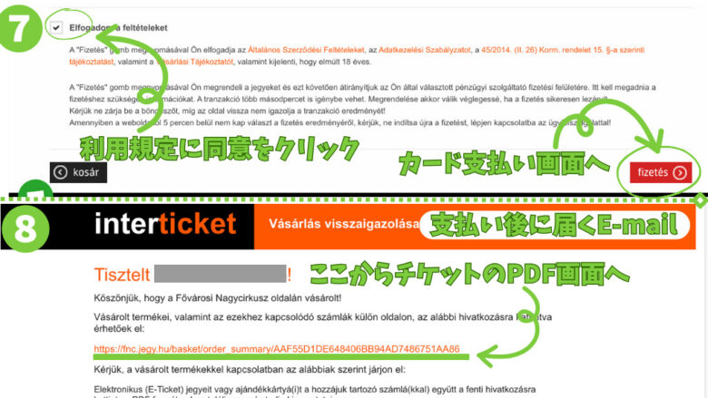 ブダペスト大サーカスのチケット購入の流れについての説明