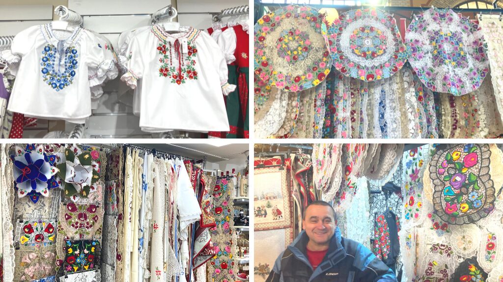 ハンガリーの刺繍製品、刺繍製品を売っているお土産物屋の雰囲気