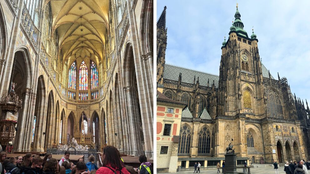 プラハの聖ヴィート大聖堂の内部と外観