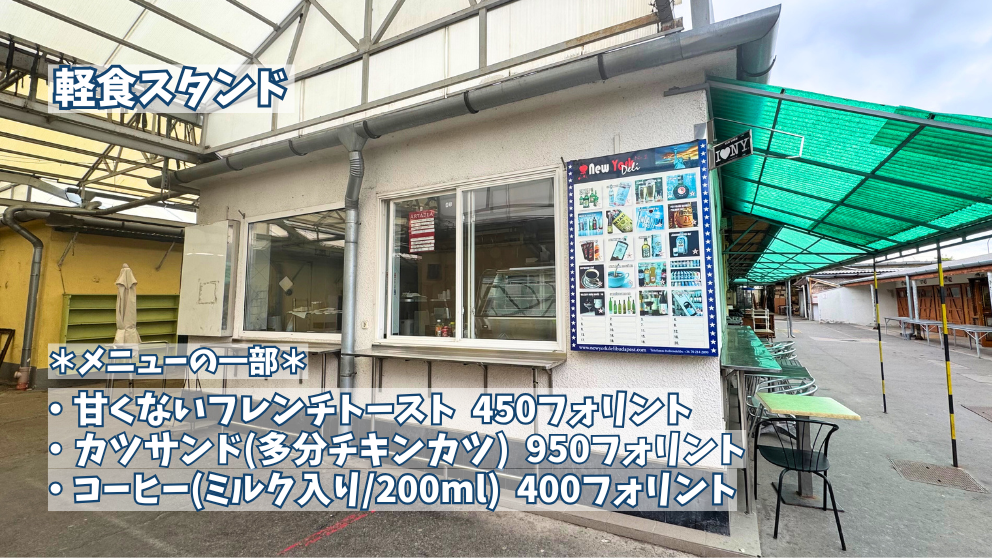 ブダペストの蚤の市「エチェリ市場」のにある軽食スタンド。私がいた平日の午前中はクローズしていた