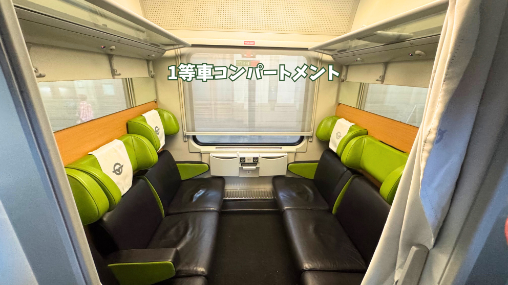 ブダペスト〜ショプロン間の電車の車内。コンパートメントタイプの1等席