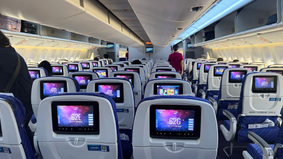 中国南方航空の機内の様子（羽田〜広州間）