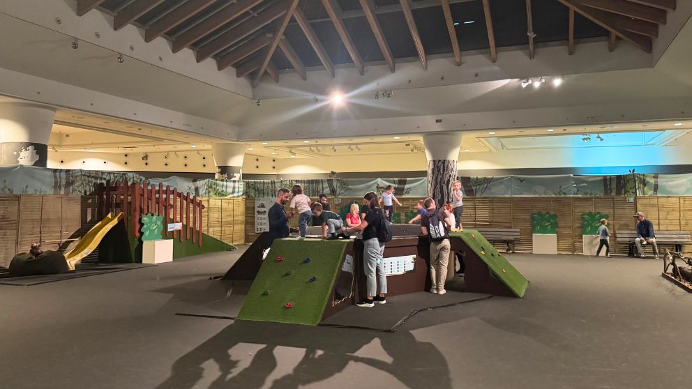 ブダペストのハンガリー自然史博物館の企画展スペースにある広い遊び場の様子