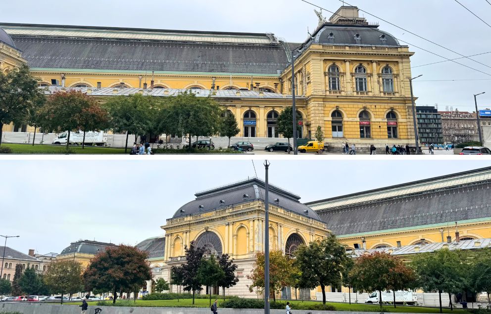 ブダペスト東駅の側面の外観。
宮殿のような見た目