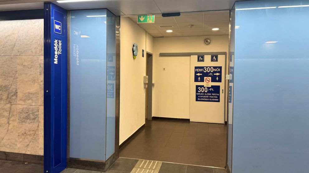 ブダペスト西駅の地下にあるトイレの入り口の様子