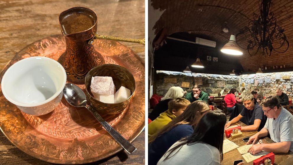 ボスニアコーヒーと、レストラン内部の様子