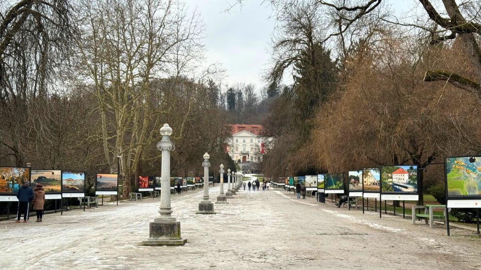 リュブリャナのチボリ公園の様子。奥にチボリ城が見える