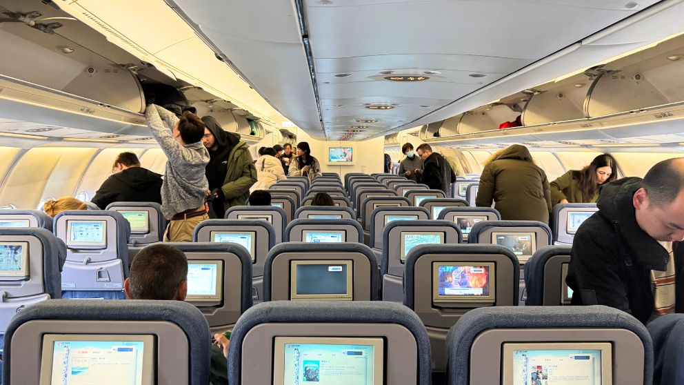 中国国際航空の機内(北京→羽田)