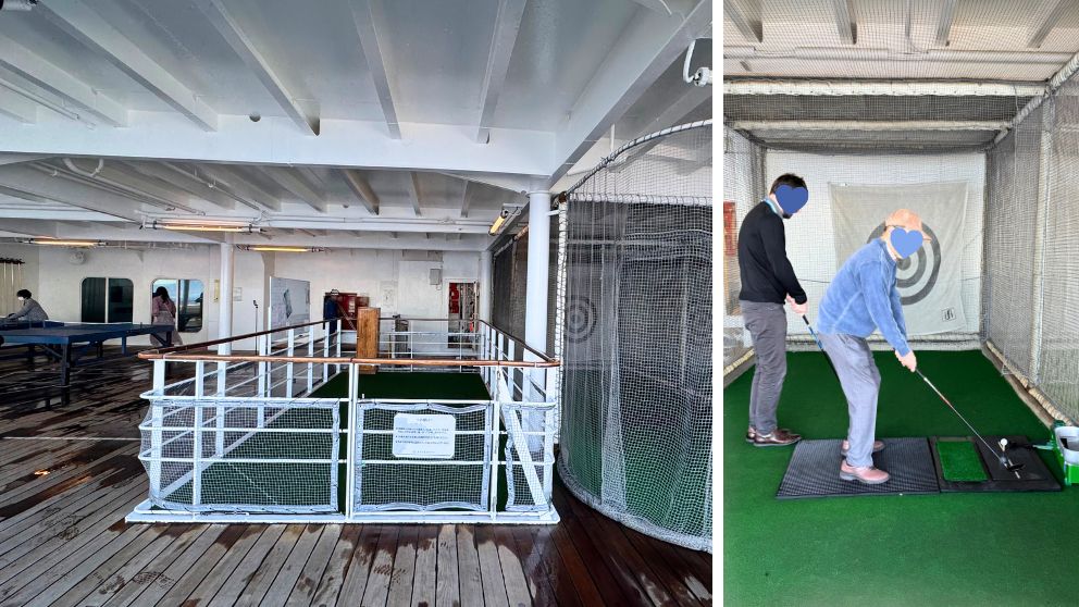 飛鳥Ⅱにあるスポーツエリア。ゴルフや卓球を楽しめるコートがあり、海風を感じながら体を動かせる開放的な空間