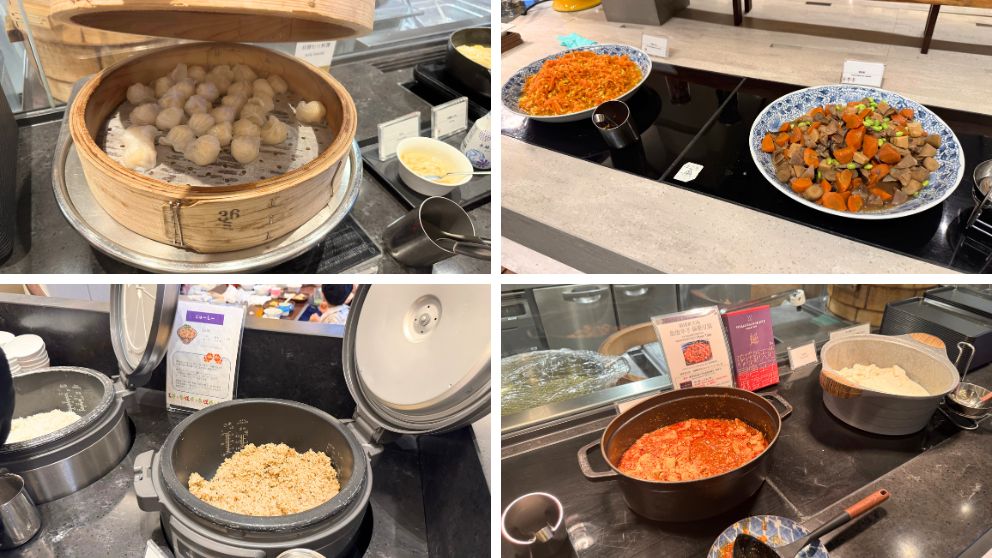 フサキビーチリゾートの琉球新天地の朝食会場に並ぶ食事