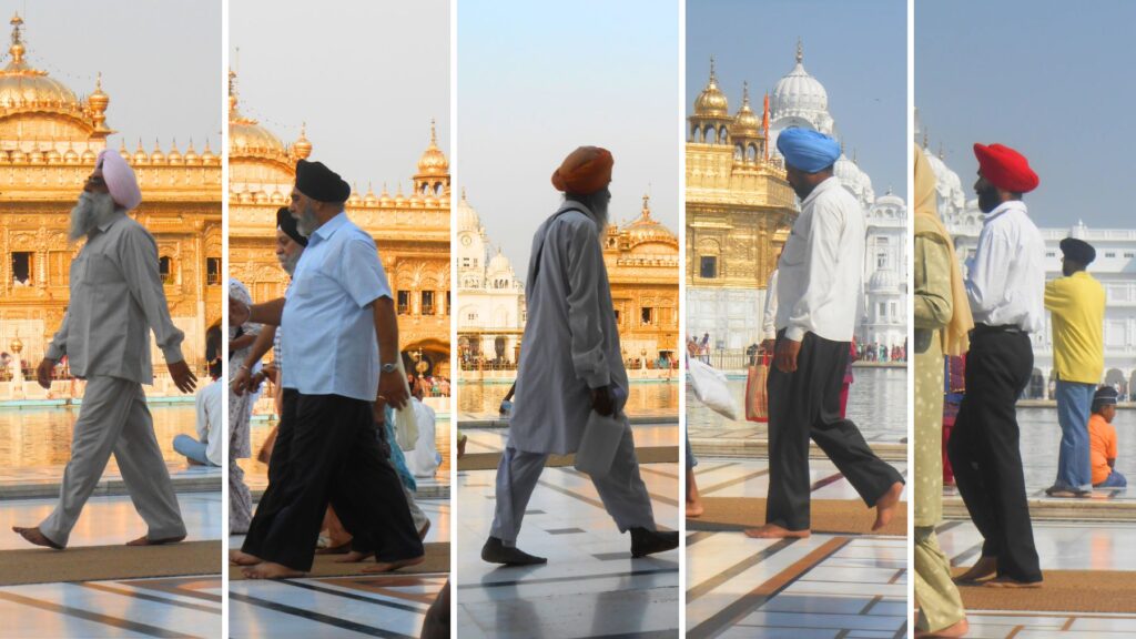 カラフルなターバンをまとったシク教徒の男性たち(アムリトサル)