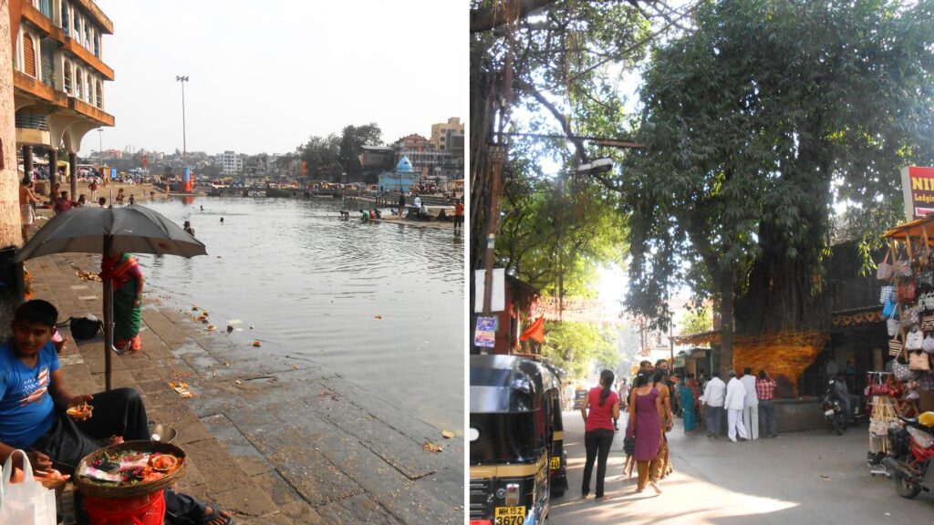 ナーシクのゴーダーヴァリー川ラームクンドと巡礼の街並み