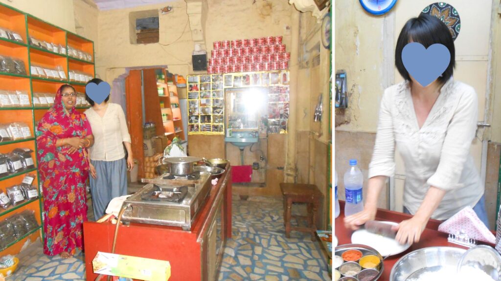 ジョードプルの料理教室に参加する筆者