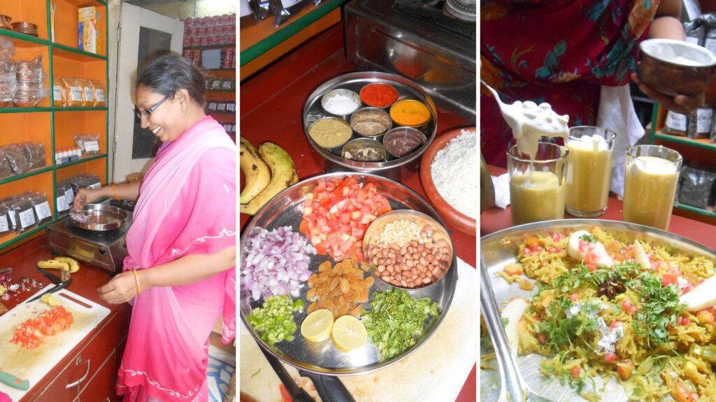 ジョードプルの料理教室の先生と完成した料理たち