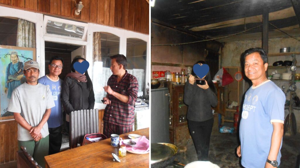 シッキムの宿のオーナーや地元の人たちとの交流と、宿のキッチンで料理作りに参加する様子