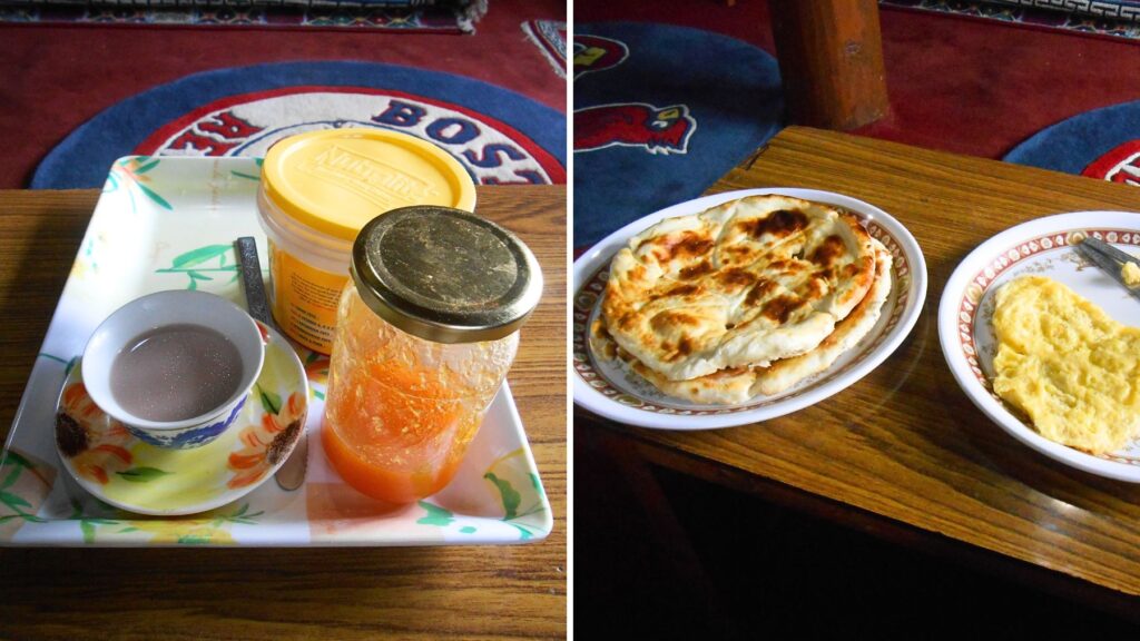 ラダック州レーのバターティーとナン朝食