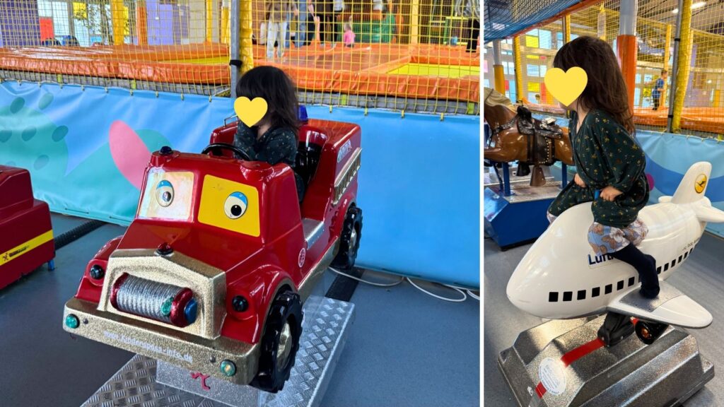 コインで動く消防車と飛行機の乗り物