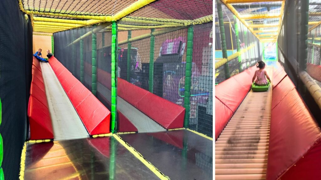 専用ボードに乗って滑るローラー式のすべり台